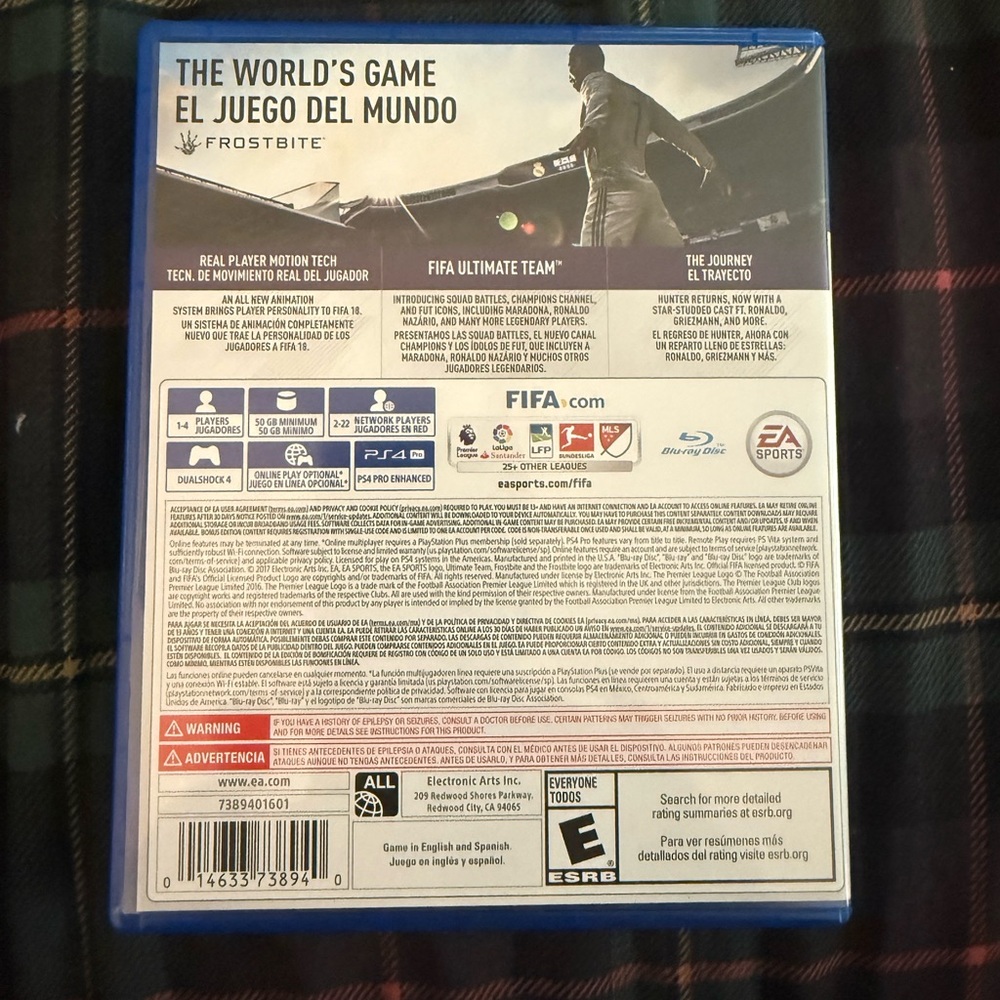 FIFA 18 for PS4 - EA Sports - Blue Case

Can bundle 3 games together for $14. - Picture 2 of 5